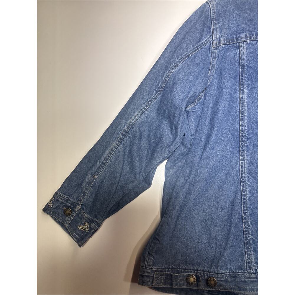 Vtg Womens Denim & Co Jean Jacket Sz 2X Floral Embroidered Light Weight - Picture 13 of 16